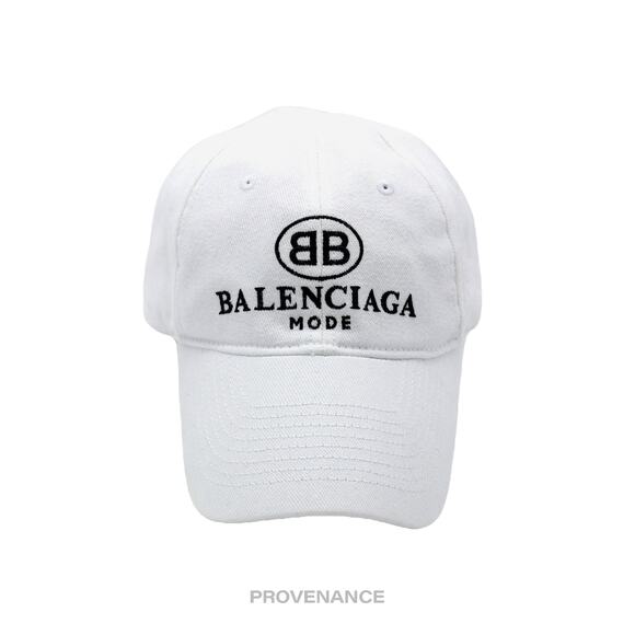 🔴 Balenciaga BB Logo Mode Embroidered Cap Hat - White
